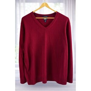 Lands' End Rusty Red V-Neck 100% Supima Cotton Pullover Sweater 2XL 50-52